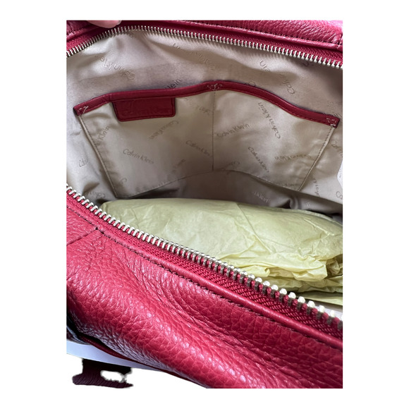 Calvin Klein soft Red Leather Handbag NWT - Picture 7 of 8